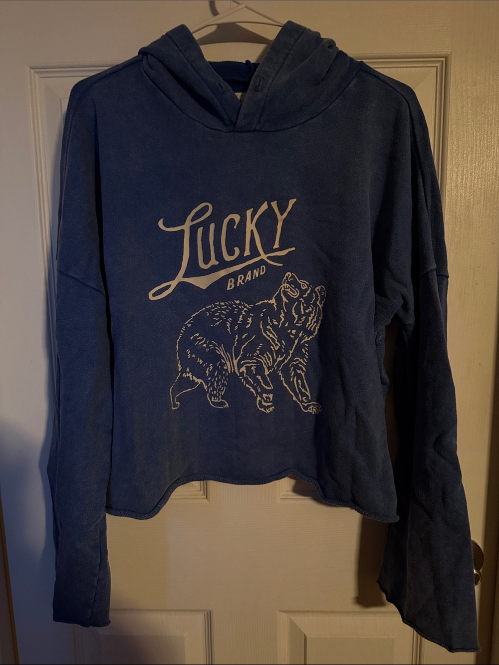 Lucky Brand Blue Pullover Hoodie with White Bear Graphic - Picture 3 of 5